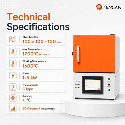 TENCAN CE certifié 1700°C four de frittage en zirconium dentaire avec chauffeur MoSi2 et écran tactile de 7 pouces pour la céramique dentaire