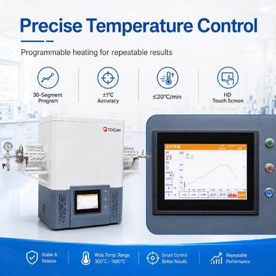 TENCAN TC-12NT Four à tube sous vide à température maximale de 1600 °C avec tube de quartz de haute pureté et contrôle de température programmable