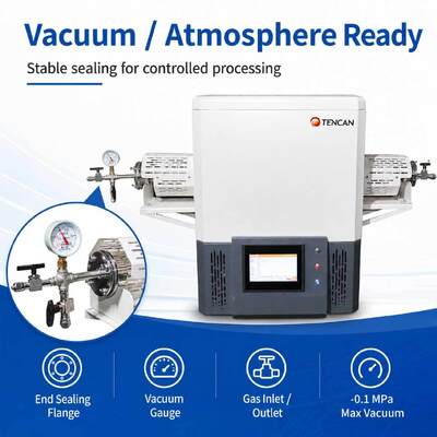 TENCAN TC-12NT Four à tube sous vide à température maximale de 1600 °C avec tube de quartz de haute pureté et contrôle de température programmable