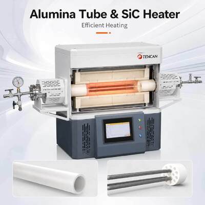 TENCAN TC-14ST 1400C four à Tube sous vide chauffage SiC Thermocouple de Type S four de frittage fendu de laboratoire de Tube d'alumine à haute température
