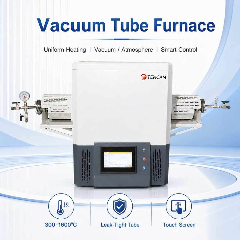 TENCAN TC-12NT Four à tube sous vide à température maximale de 1600 °C avec tube de quartz de haute pureté et contrôle de température programmable