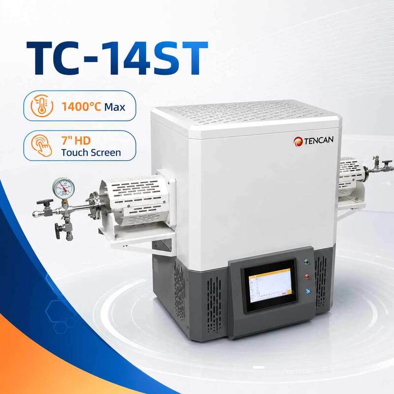 TENCAN TC-14ST 1400C four à Tube sous vide chauffage SiC Thermocouple de Type S four de frittage fendu de laboratoire de Tube d'alumine à haute température